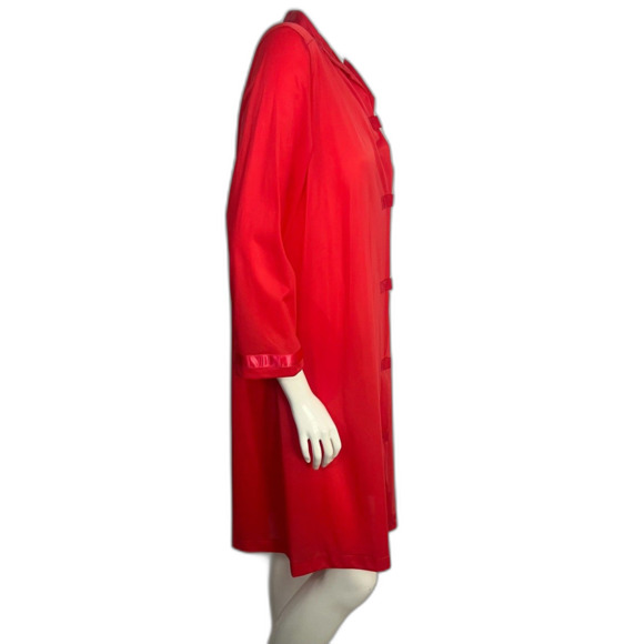 Vintage 1960s Henson Kickernick Red Long Sleeve Button Up Nightgown Size S - Picture 4 of 7